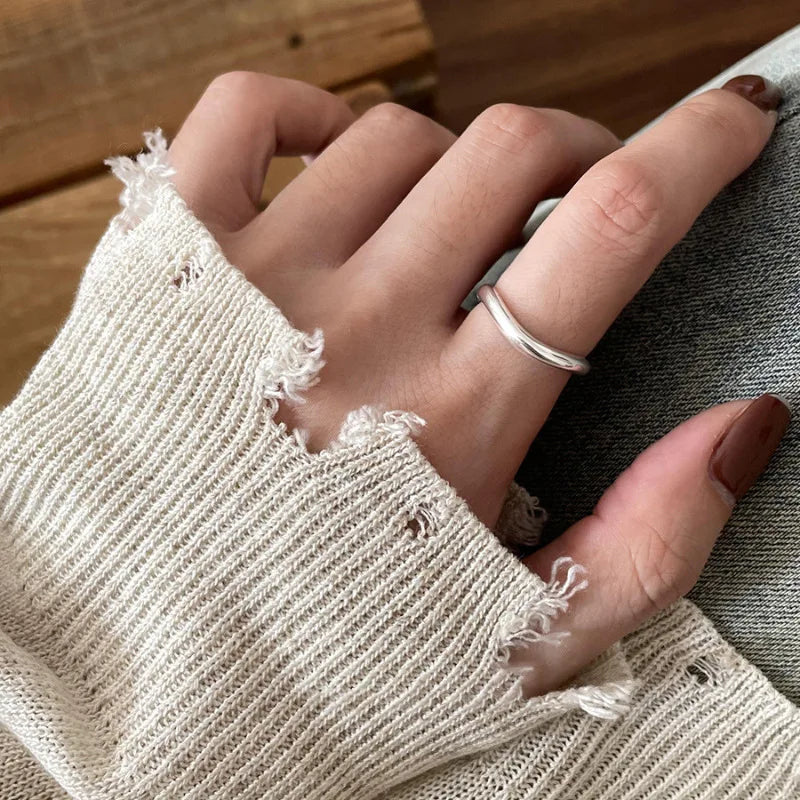 VENTFILLE 925 Sterling Silver Irregular Ring for Women Geometry Versatile Minimalism Acc detail view