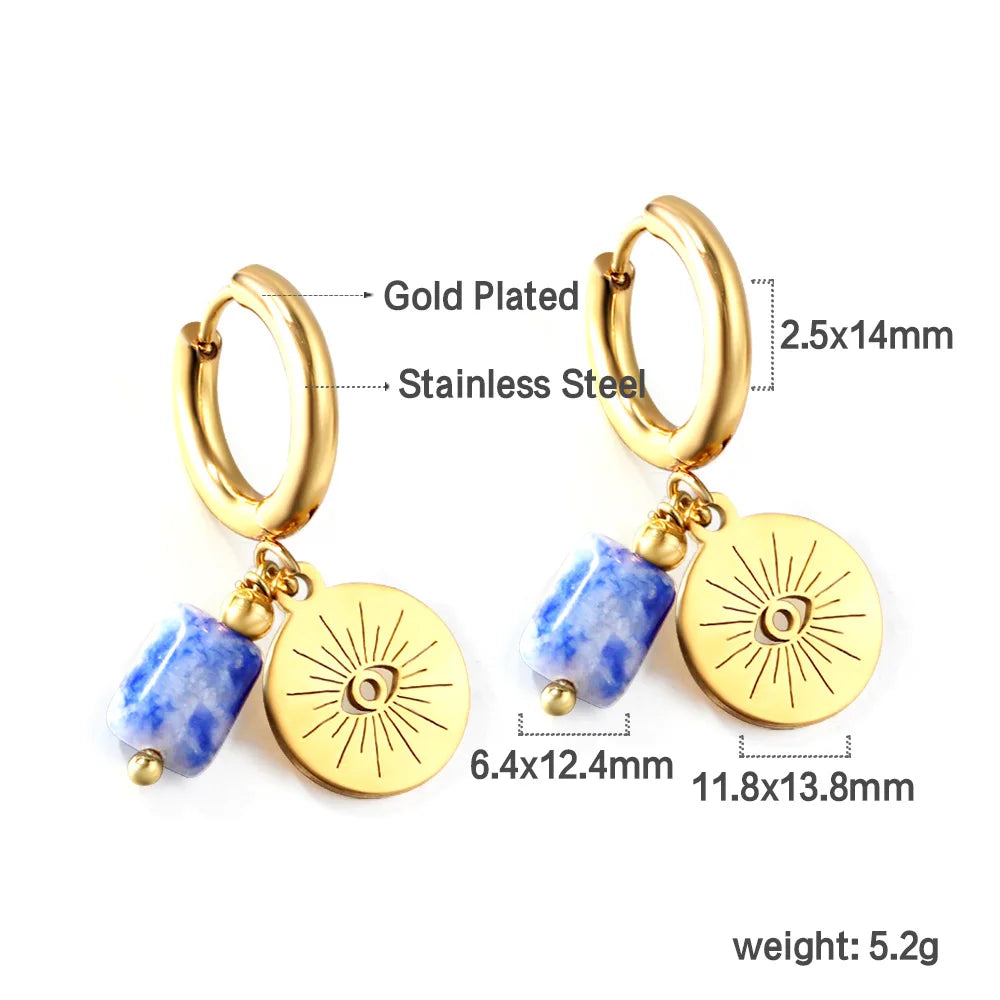 LUXUSTEEL Golden Animal style Women's Hoop Earrings Stainless Steel Earring Panda Din lifestyle view