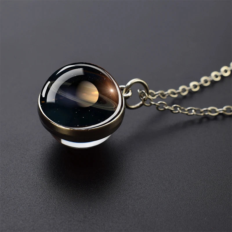 Solar System Galaxy Pendant Necklace | Unisex Astronomy Jewelry Gift additional angle