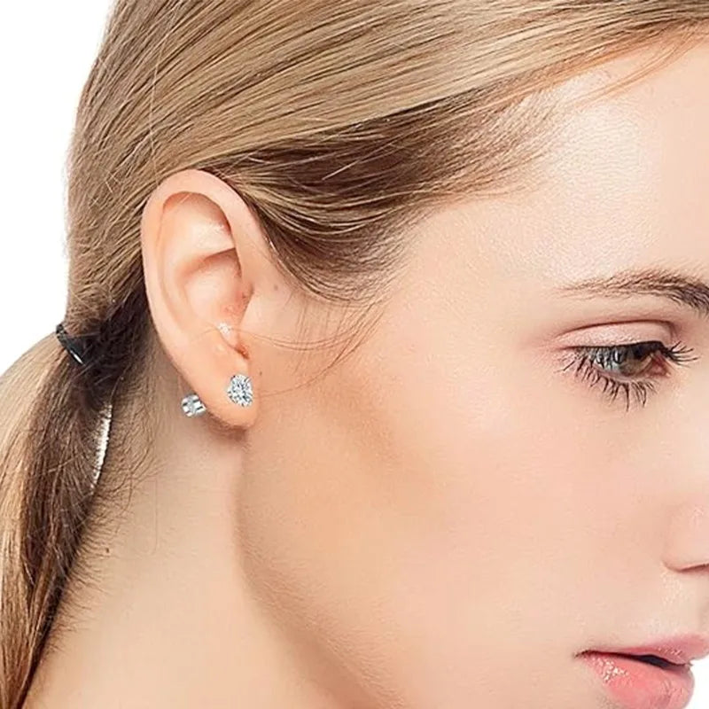 2pcs 20G Hypoallergenic Titanium Steel Stud Earrings for Men Women, Zircon Screw Back alternate view