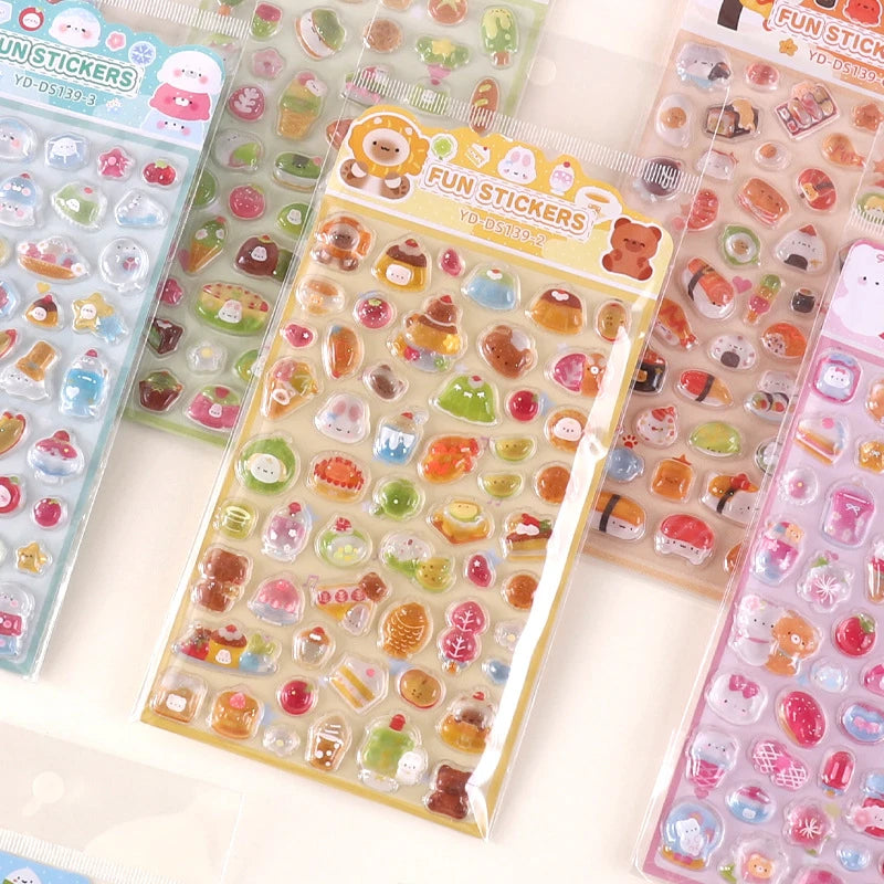 6-Style Japanese 3D Cute Stickers | Crystal Embossed Design for DIY Crafts additional angle