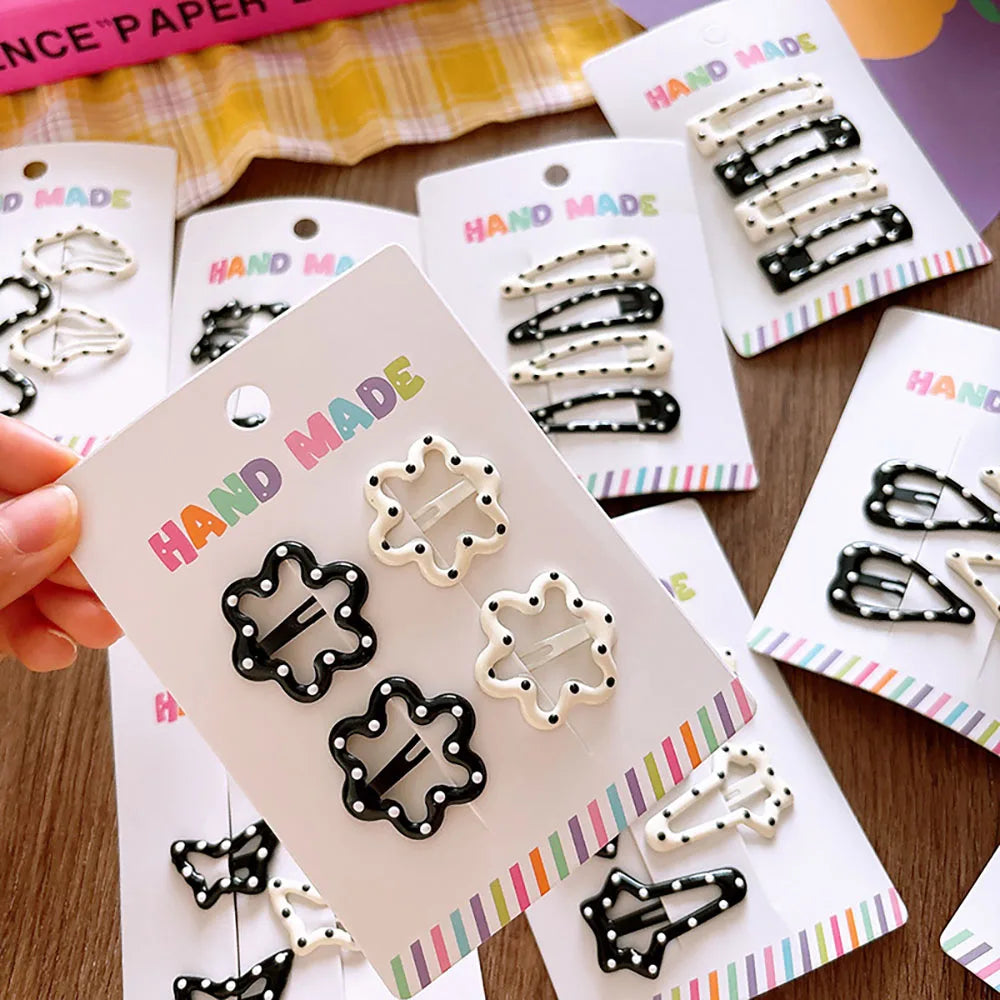 Vintage Dot Metal Hair Clips Set