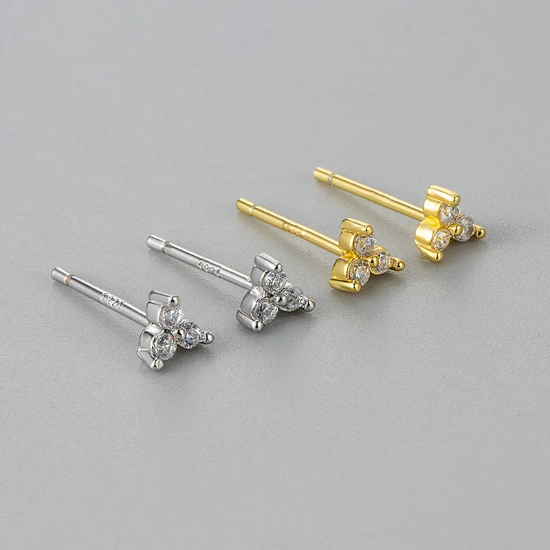 6PCS Shiny Crystal Crown Zircon Flower Stud Earrings Sets For Women Geometry Round Ear close-up view