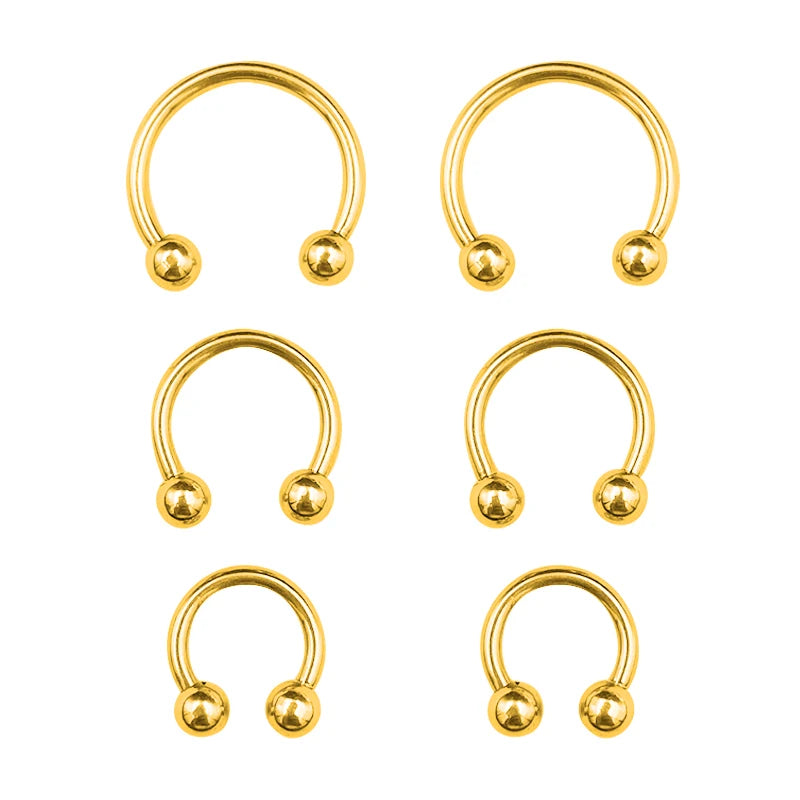 6PCS/Set Metal Horseshoe Fake Nose Ring C Clip BCR Septum Lip Stainless Steel Piercing F detail view