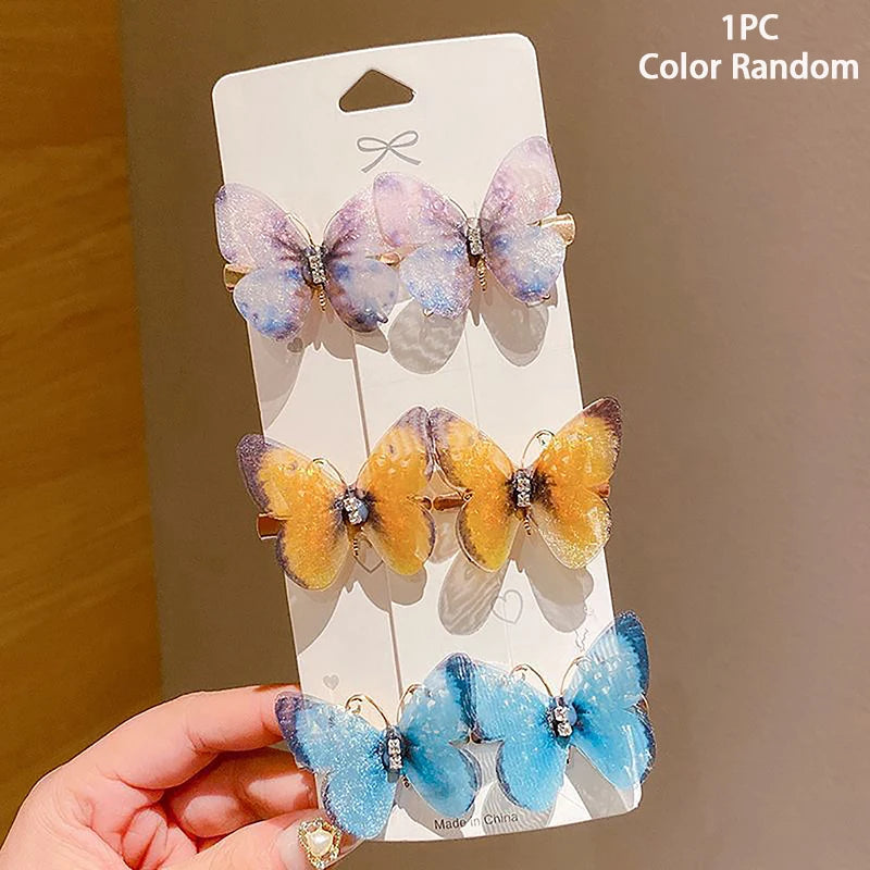 Random Colorful Butterfly Hairpins Girl Hair Clips Barrettes Women Sweet Hair Ornament Rainbow Headwear Fashion Hair Accessories