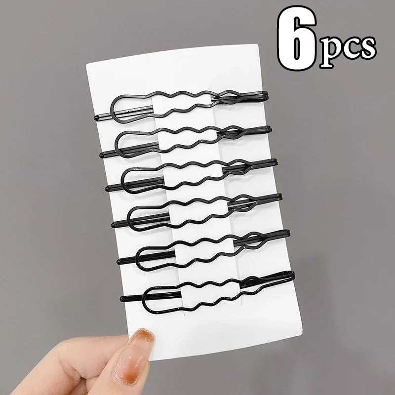 3/12Pcs Black Hair Clips Bobby Pins Wavy Fashion Hairpins Metal Barrettes Invisible BB C detail view