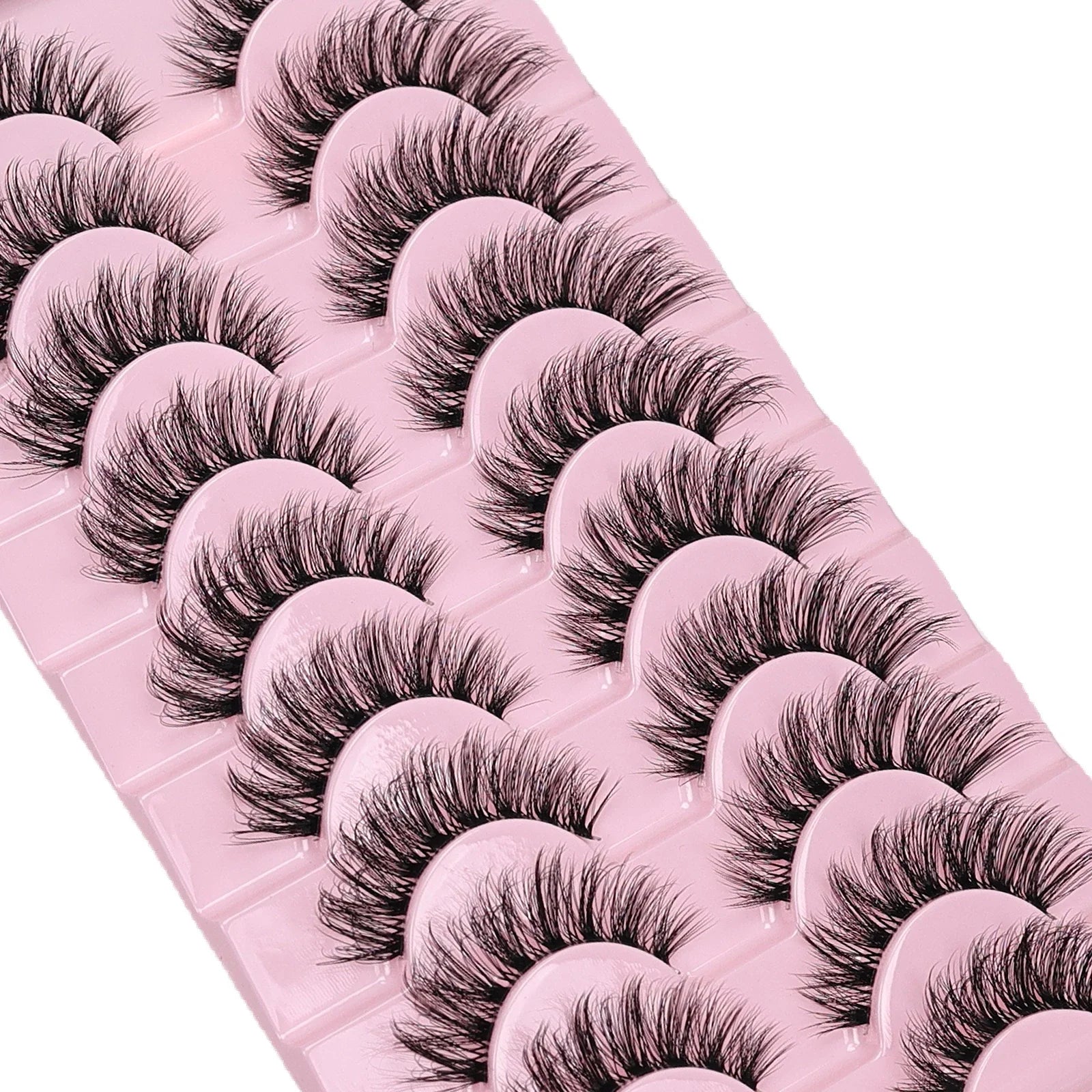 10 Pairs Natural Fluffy False Eyelashes Wispy Lashes | 3D Volume Strip Lashes D Curl Fak detail view