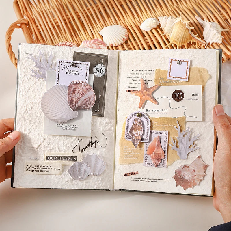 Journal GO 30pcs Vintage Conch Shell Sticker Scrapbooking Marine Life Stationery Stic alternate view