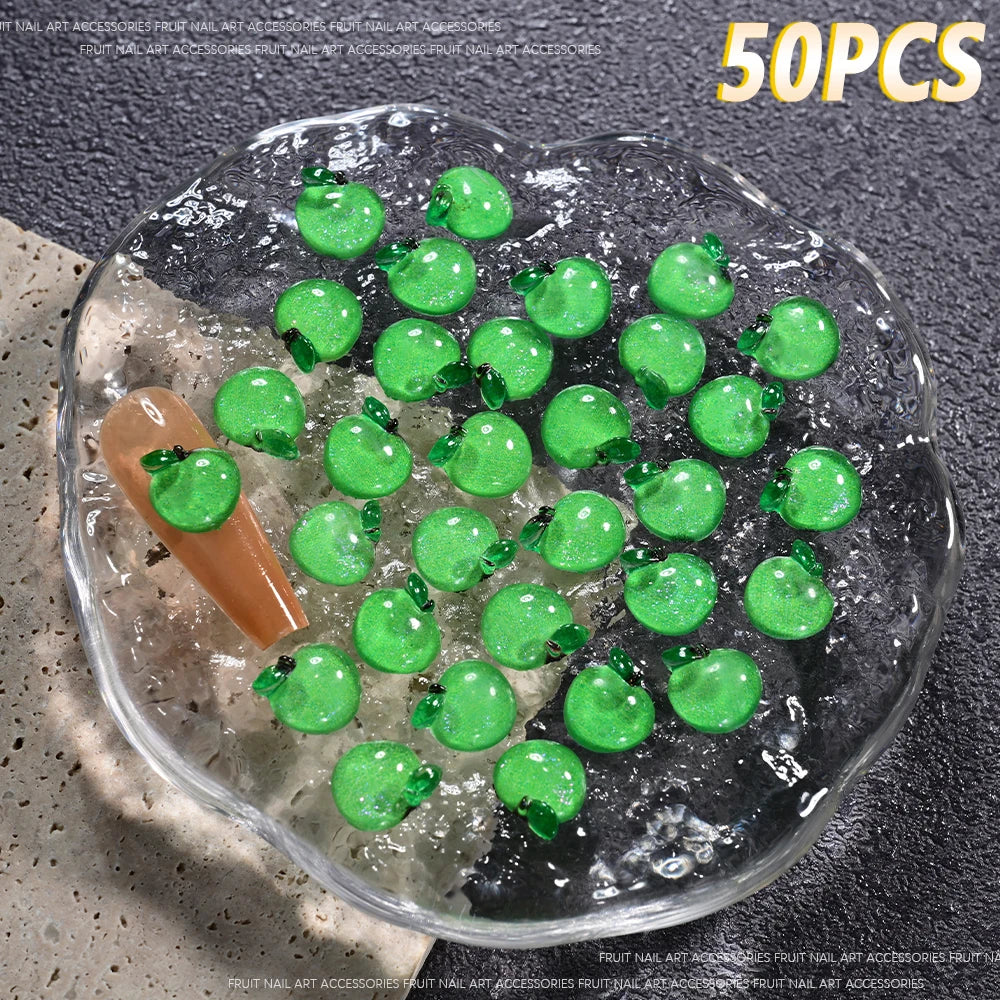 50Pcs 3D Summer Fruits Nail Charms Strawberry,Watermelo,Cherry,Peach,Lemon Flatback N alternate view