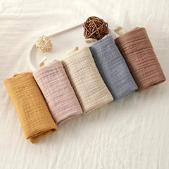 Soft Cotton Gauze Baby Towel Set | Newborn Muslin Handkerchief for Bath and Face close-up view