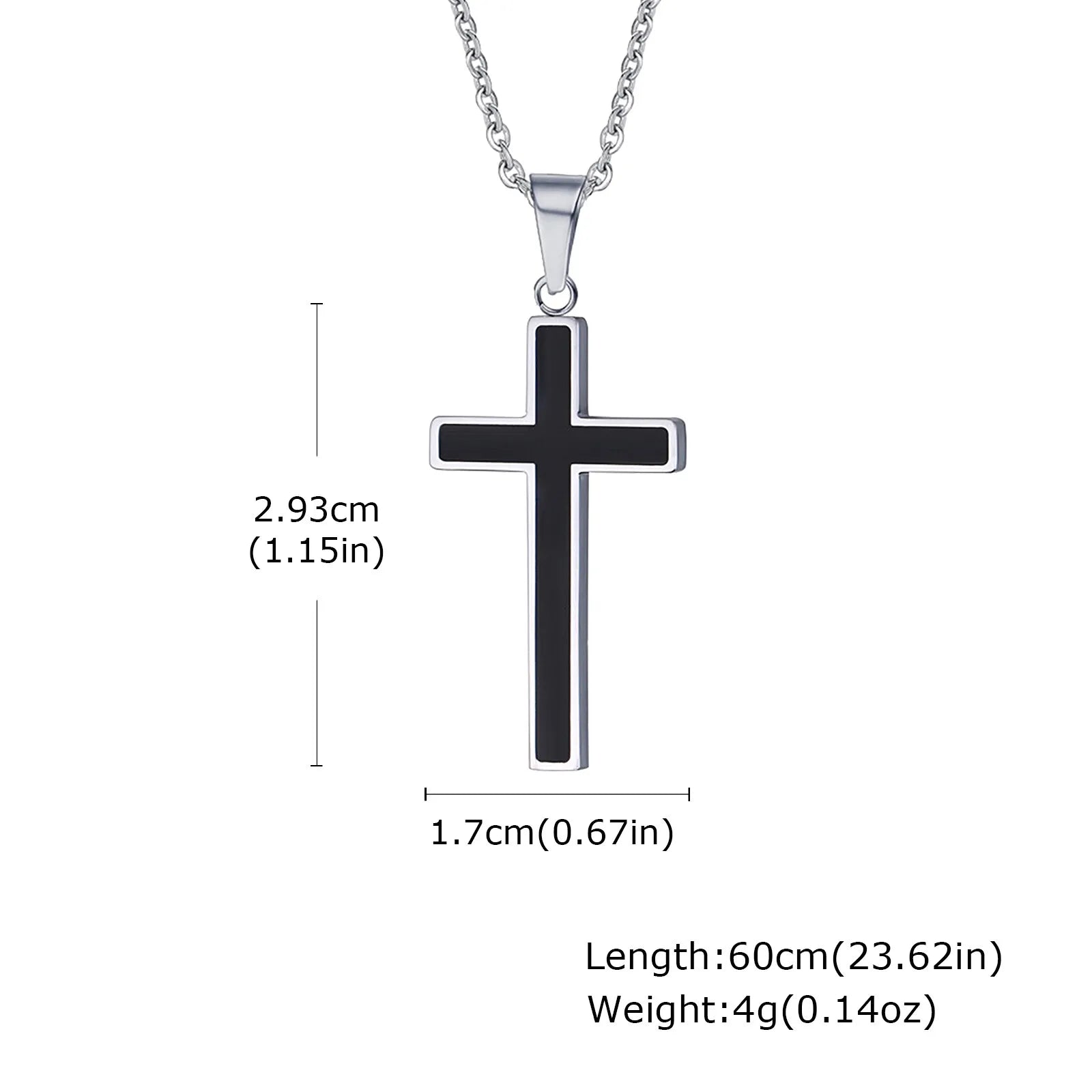 Plain Cross Necklace for Men and Boys | Stainless Steel Silver Tone Religious Jewelry alternate view