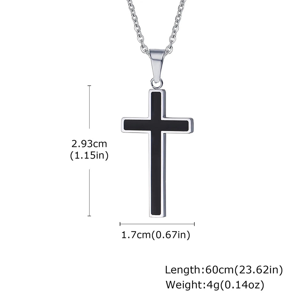 Plain Cross Necklace for Men and Boys | Stainless Steel Silver Tone Religious Jewelry alternate view