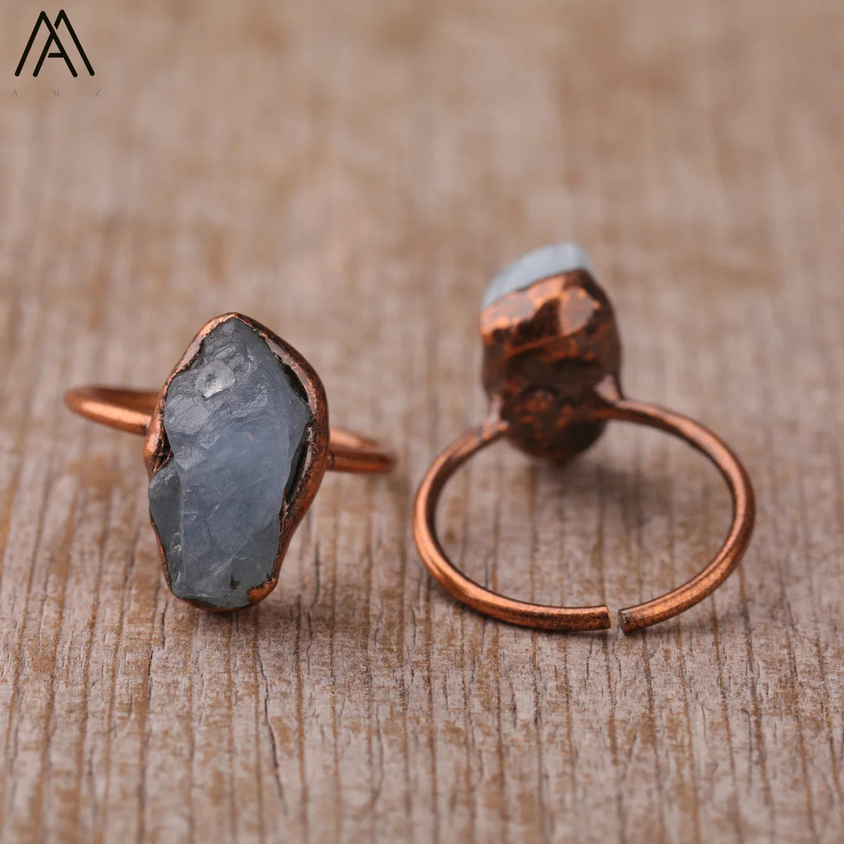 Irregular White Quartz Point Beads Bronze Handmade Rings Jewelry Women Natural Ston additional angle