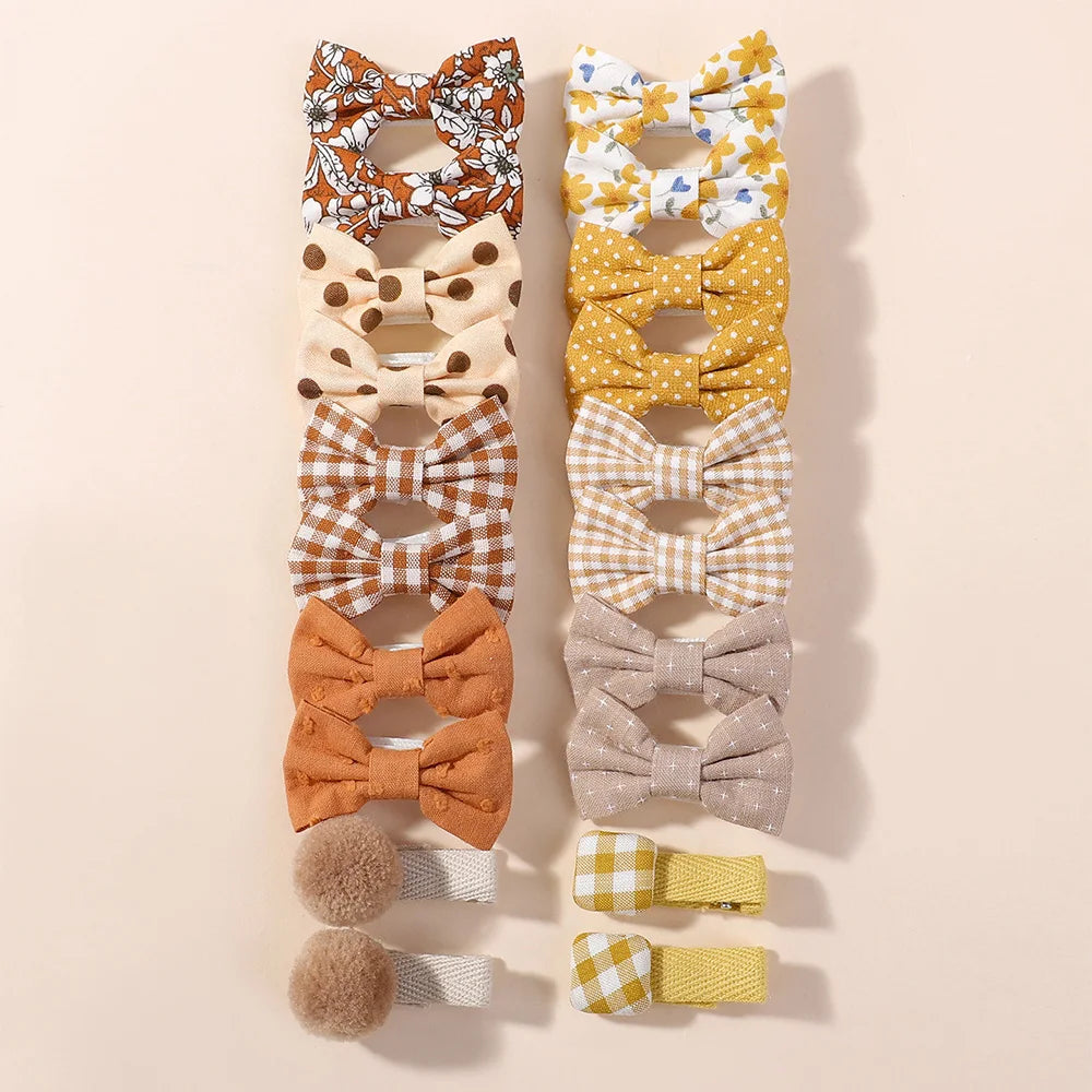 20pcs/set Lovely Kids Bows Hair Clips for Girls Barrette Boutique Full Coverage Fab additional angle