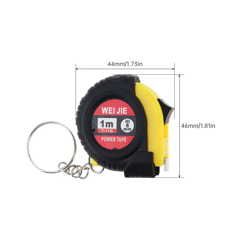 1pc/5pcs 3ft / 1m Green/Yellow Keychain Tape Measure for Quick Easy Measurements with alternate view