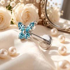 1PC G23 Titanium Butterfly Labret Piercing Lip Stud Cluster Zircon Tragus Flat Cartilage detail view