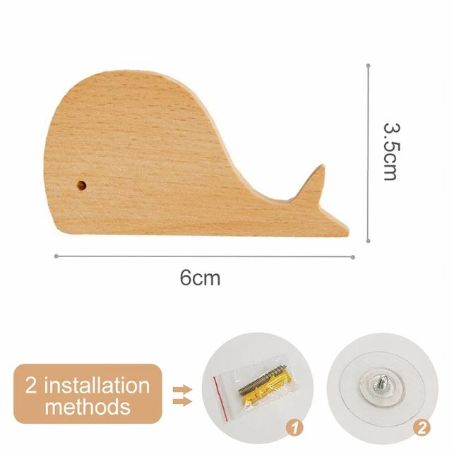 Wooden Animal Hook | Cute Wall Mounted Coat and Key Holder additional angle