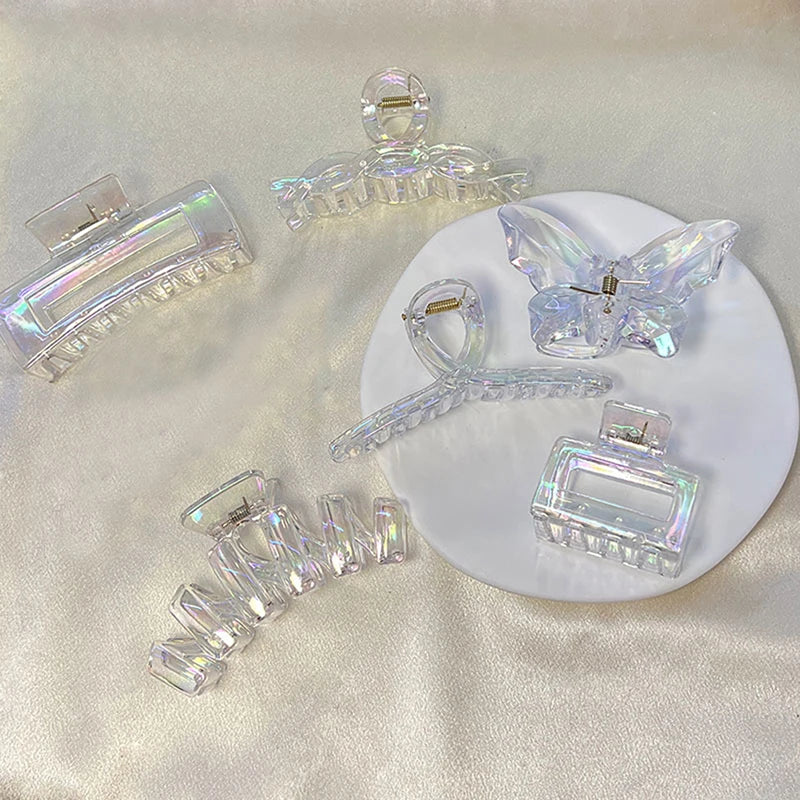 Women Hair Claw Korean Style Transparent Plastic Headband Hairpins Ponytail Claw Clip Crab Hair Accessories Headwear