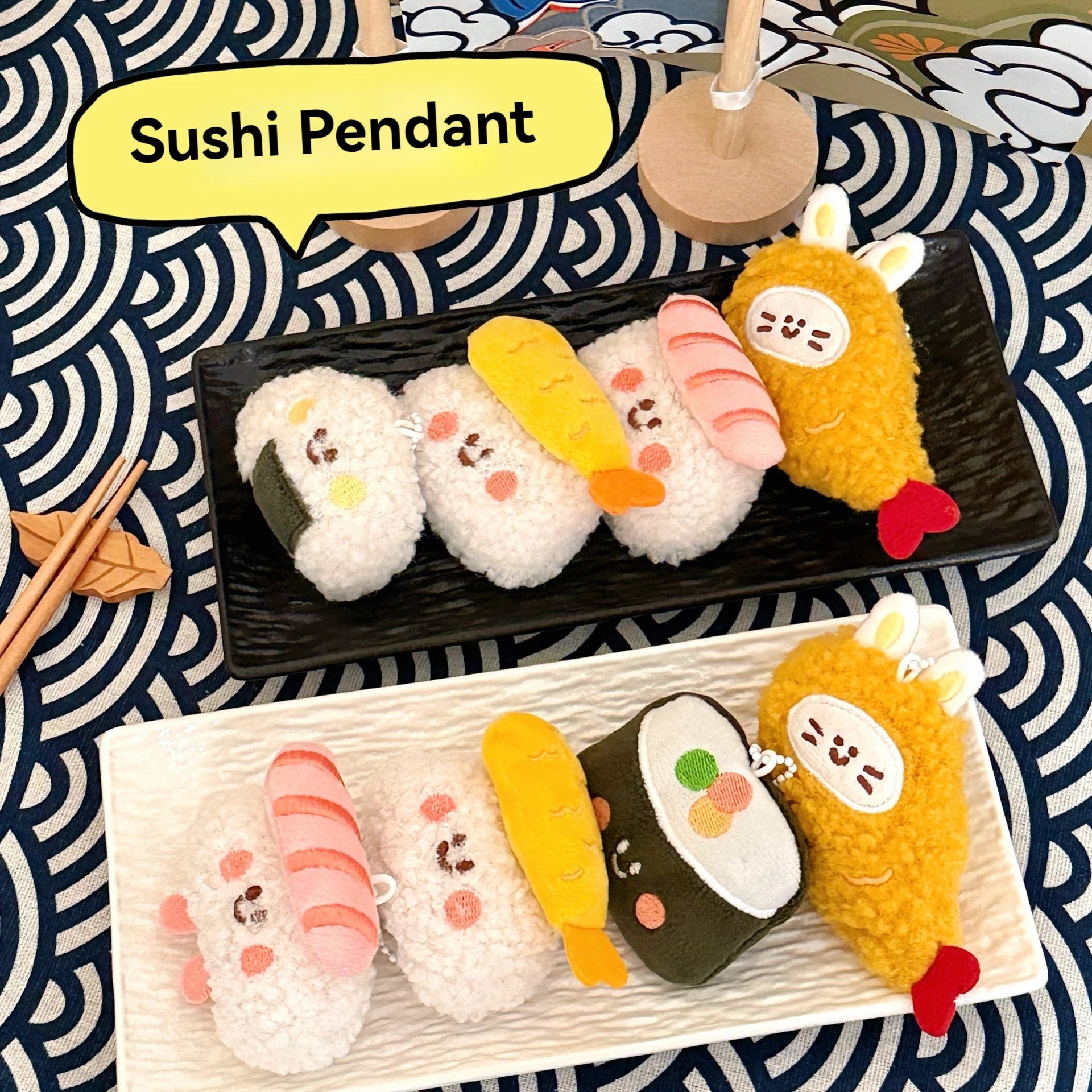 1/6/12 Pcs Cute Food Doll Pendant Plush Sushi Food Play Pendant Backpack Keychain Pendan detail view