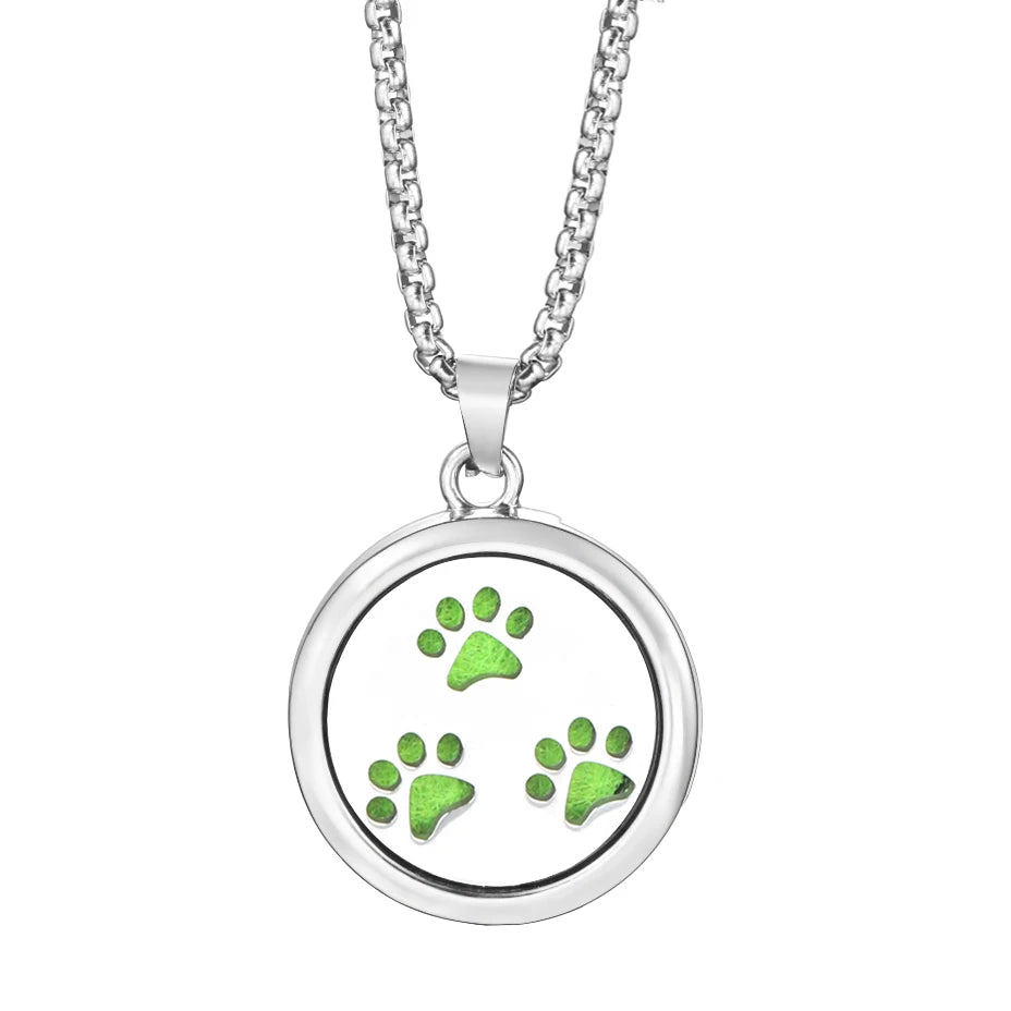 20mm Pattern Insert Perfume Pad Locket Necklace | Stainless Steel Aromatherapy Pendan alternate view