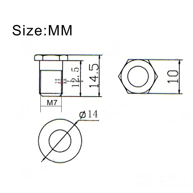 10Sets Hex Threaded Guitar Tunig peg machine head Bushing Ferrules and Mount Screws Balc detail view