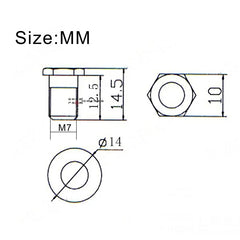 10Sets Hex Threaded Guitar Tunig peg machine head Bushing Ferrules and Mount Screws Balc detail view