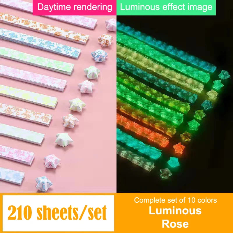 210 Sheets Luminous Origami Paper Stars | DIY Craft Kit for Glowing Lucky Stars lifestyle view