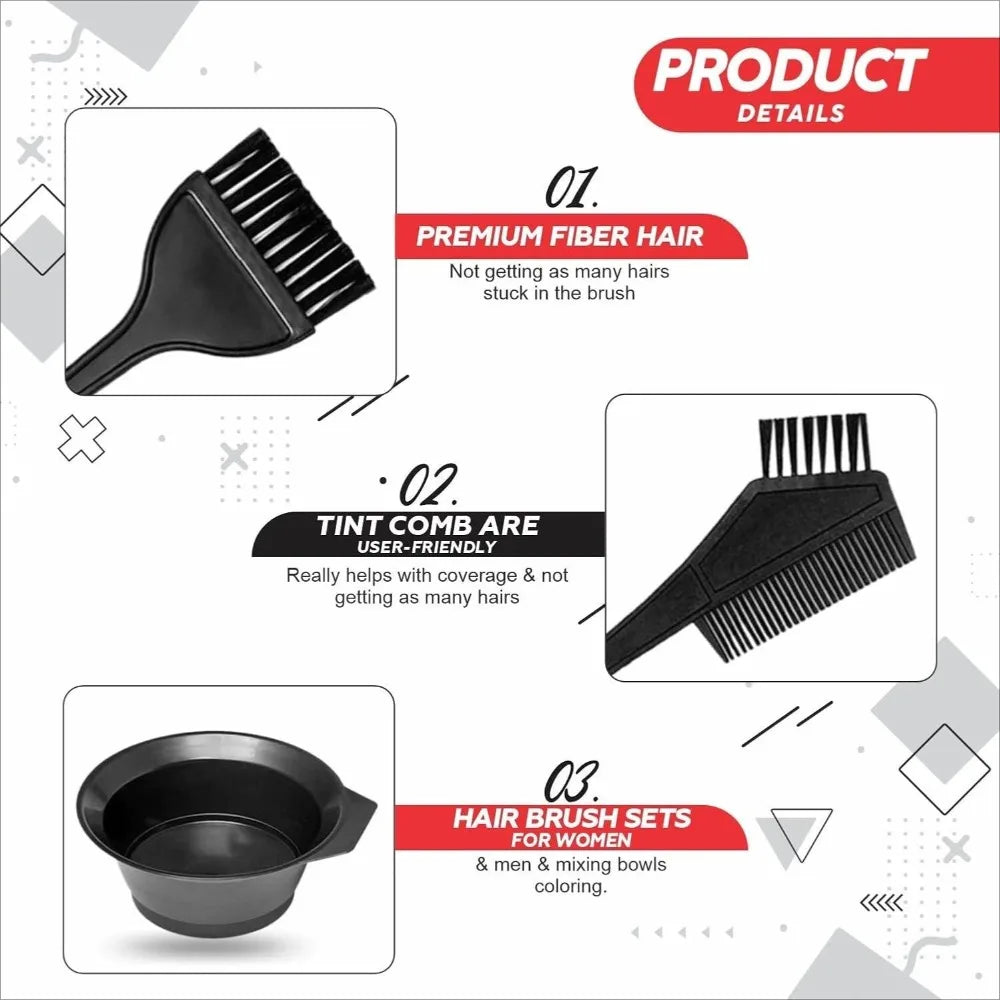 4Pcs Home Salon Hair Dyeing Brush Set Hair Dyeing Cream Bowl Coloring Brush Comb Kits alternate view