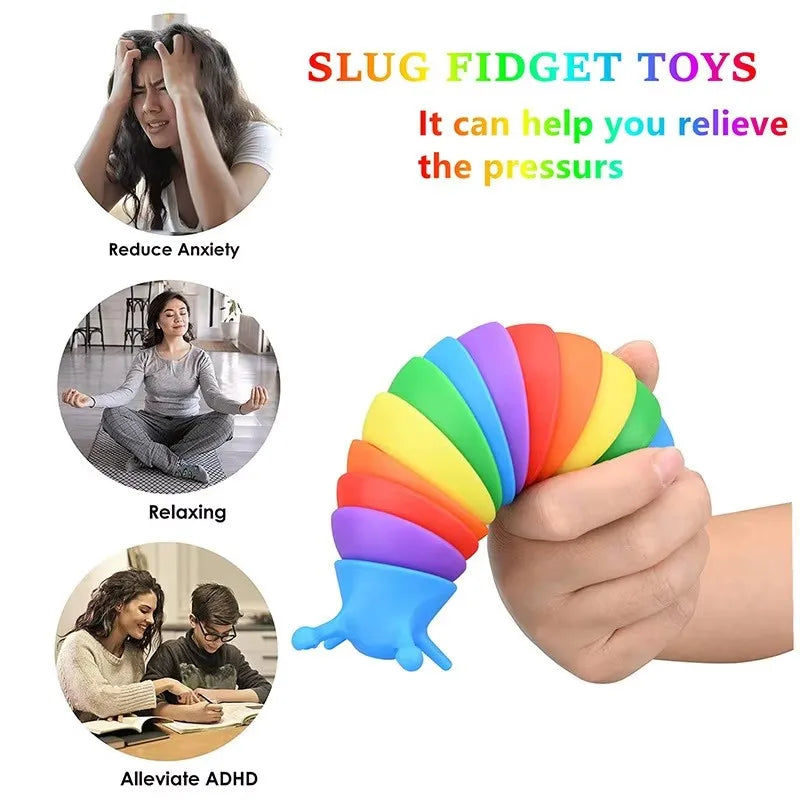 Colorful Slug Stress Relieving Toy | Bizarre Caterpillar Simulation Squeeze Puzzle lifestyle view