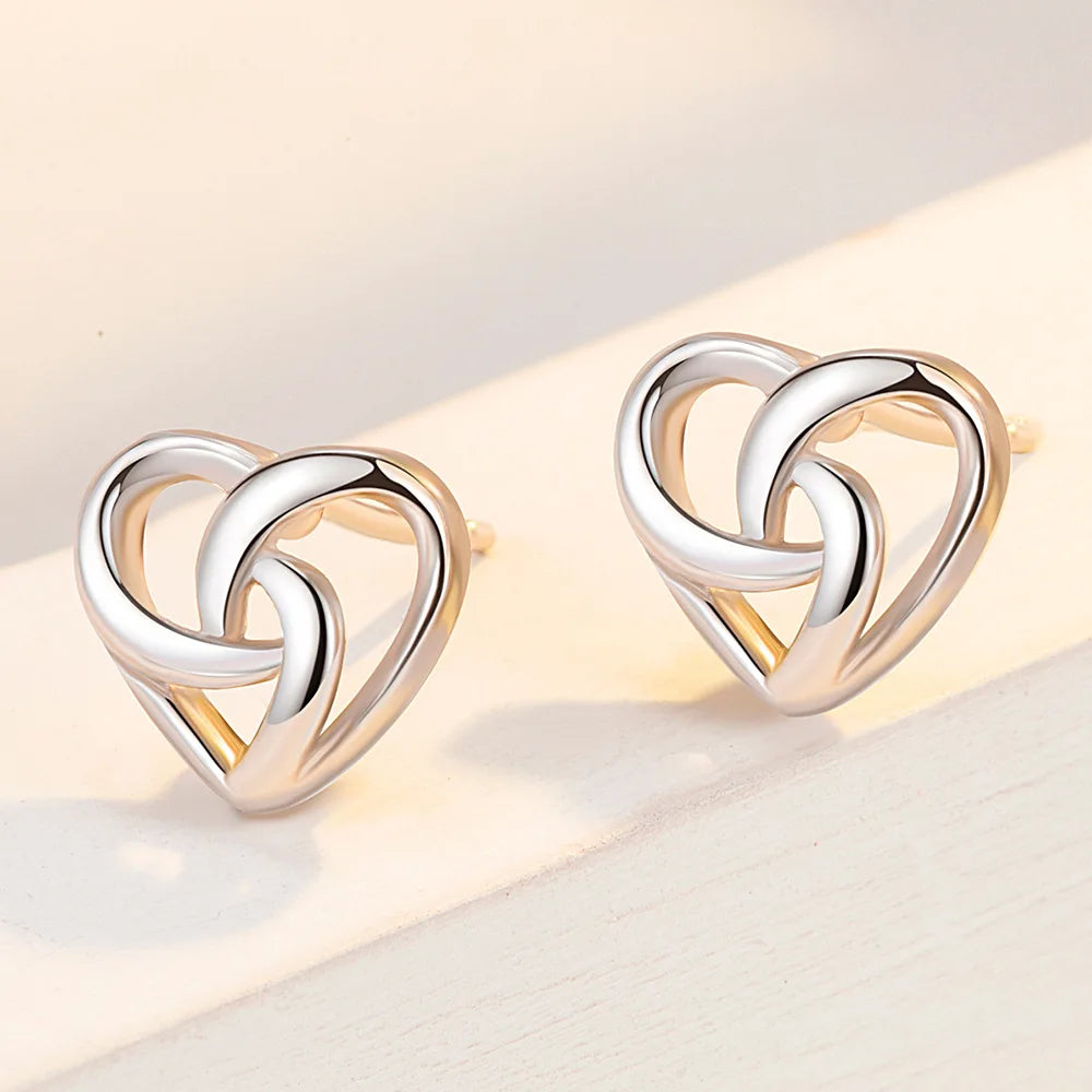 925 Sterling Silver Love Heart Stud Earrings For Women Luxury Designer Jewelry Best Se close-up view