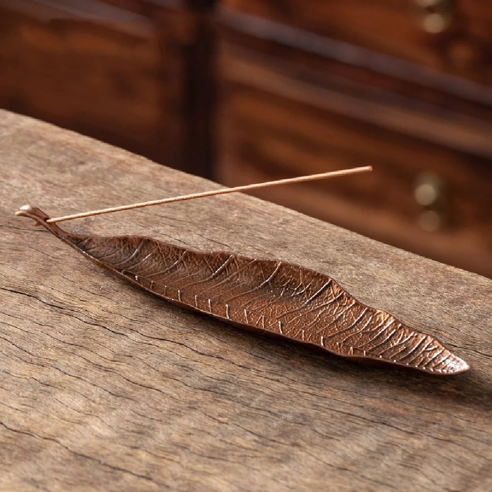 Leaf Incense Burner | Metal Ash Catcher for Meditation and Yoga alternate view