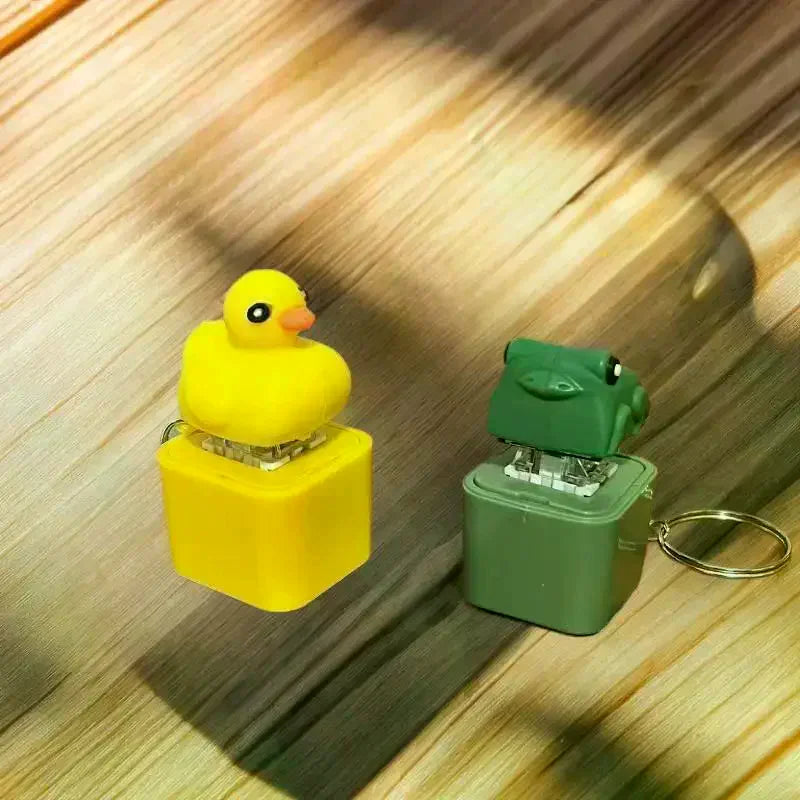 Funny Croaking Frog Duck Keychain Rechargeable Keyboard Fidget Clicker Sound Keyrin additional angle