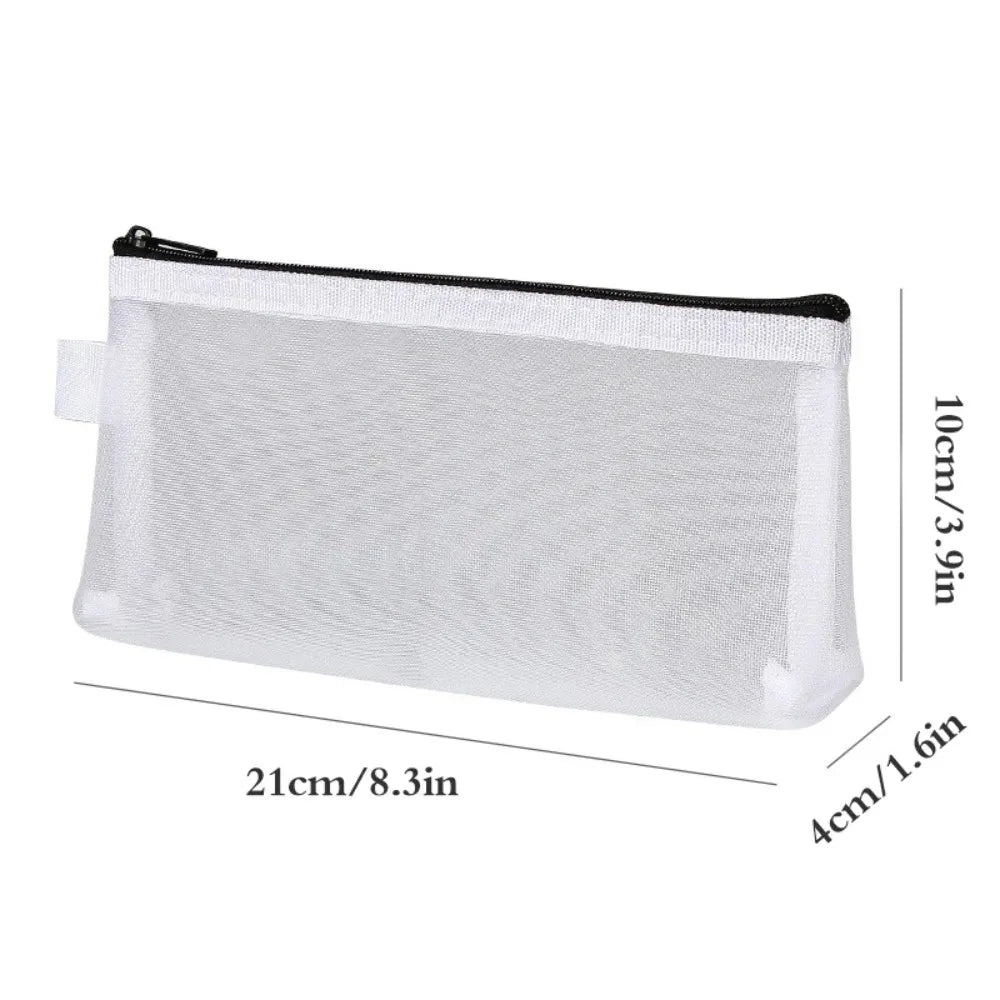 Clear Mesh Pencil Case Portable Stereoscopic Zipper Pouch Pen Box for Students detail view