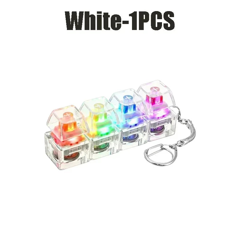 1-10pcs Light Up Keyboard Key Keychain Stress Relief Fidget Toy Clickable Button with LED Light