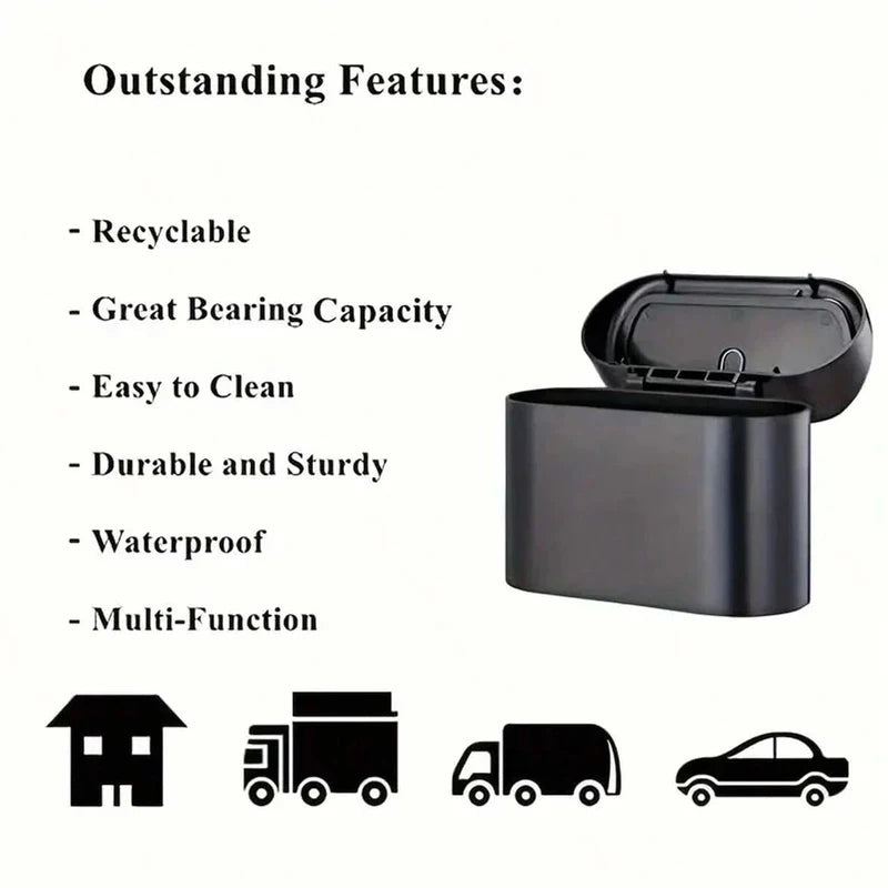 Car Trash Can with Lid - 4 Rolls of Garbage Bag, Leak-Proof, Portable Hanging Trash additional angle