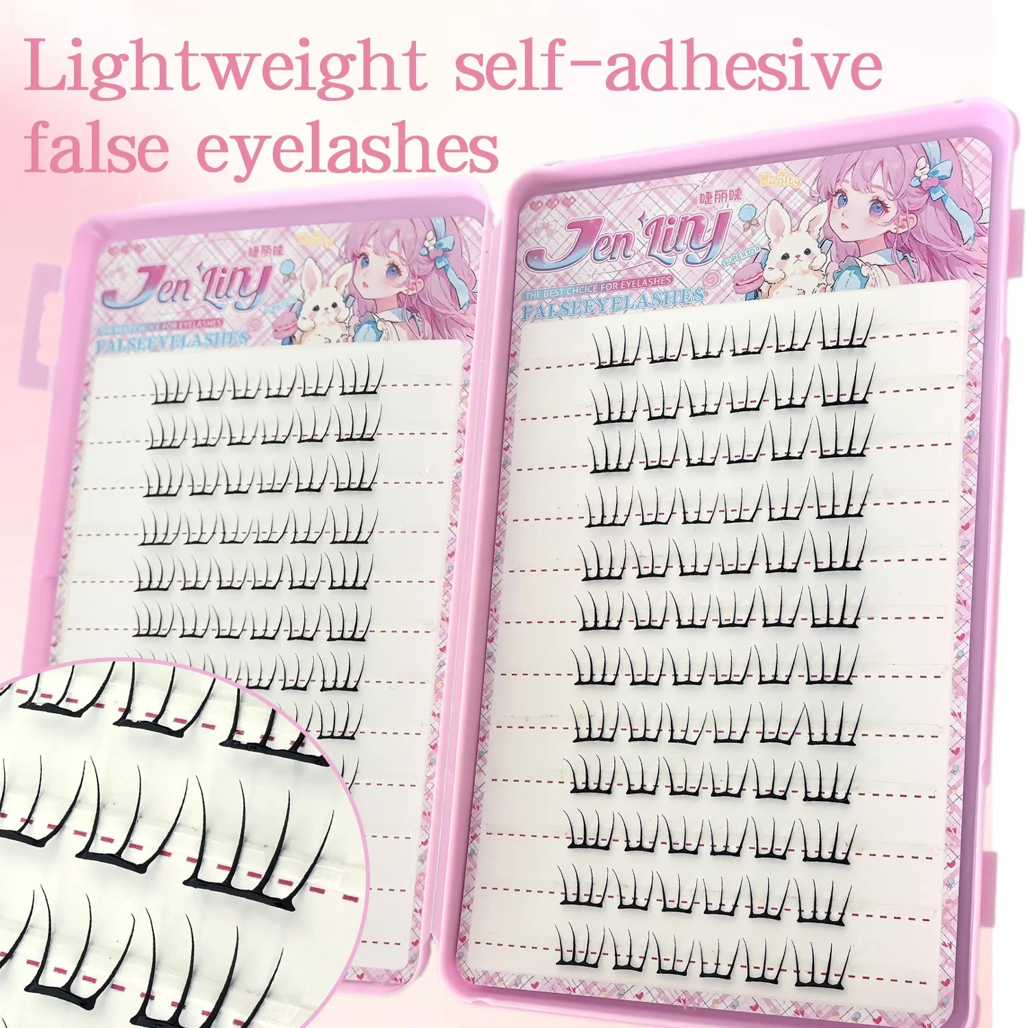 K-pop 2.0 Style Self-Adhesive False Eyelashes Easy Wear No Glue Trendy Daily/Party Eye Makeup Accessory