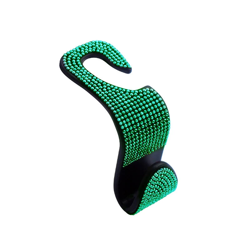 Rhinestone Car Seat Back Hook Bling Diamond Hanger Auto Back Universal Headrest Mount close-up view