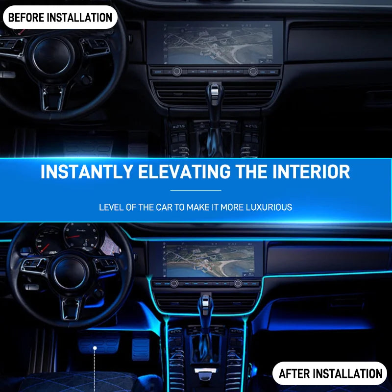 Car Interior EL Wire Neon Strips | Flexible LED Atmosphere Lamp additional angle