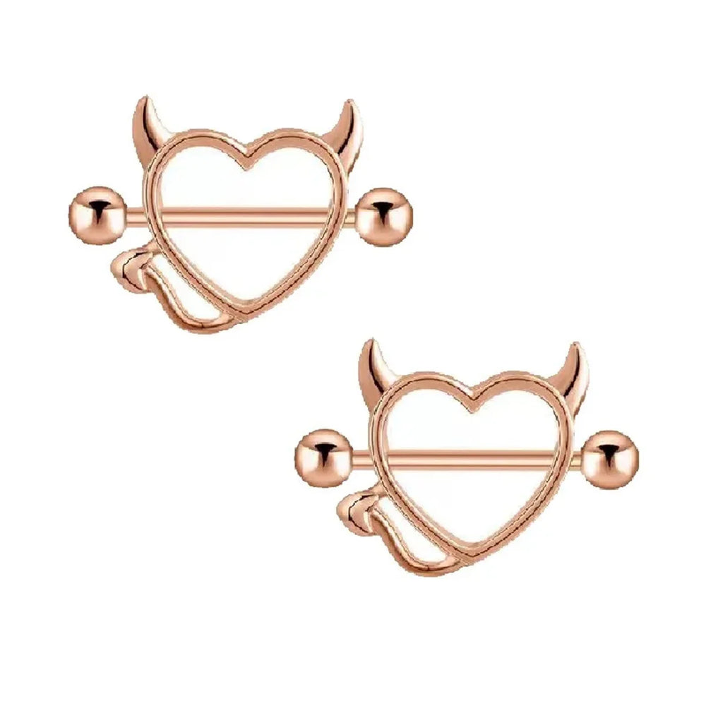 1/5Pairs 316L Stainless Steel Nipple Ring for Women, Various Colors Devil Love Hear additional angle