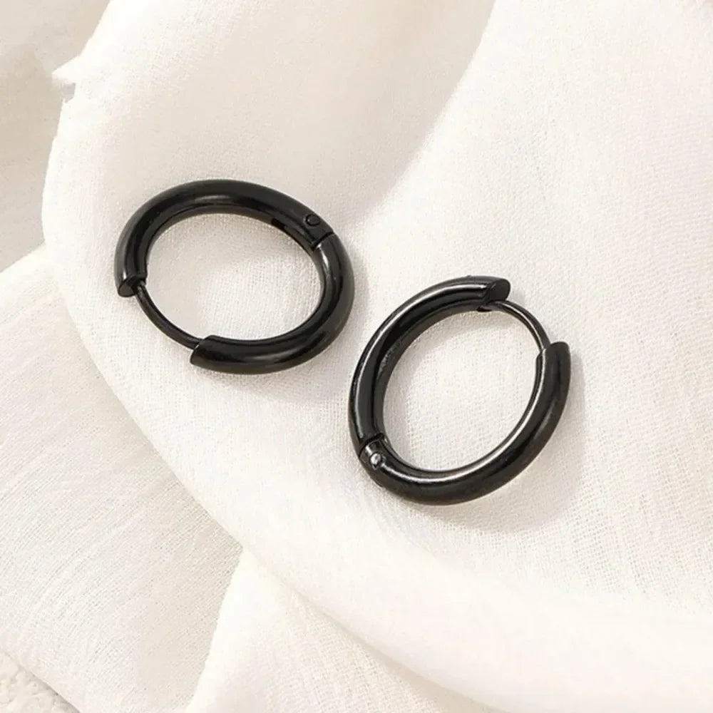 2.5mm Stainless Steel Hoop Earrings for Women Men Stackable Round Gold Color Hiphop additional angle