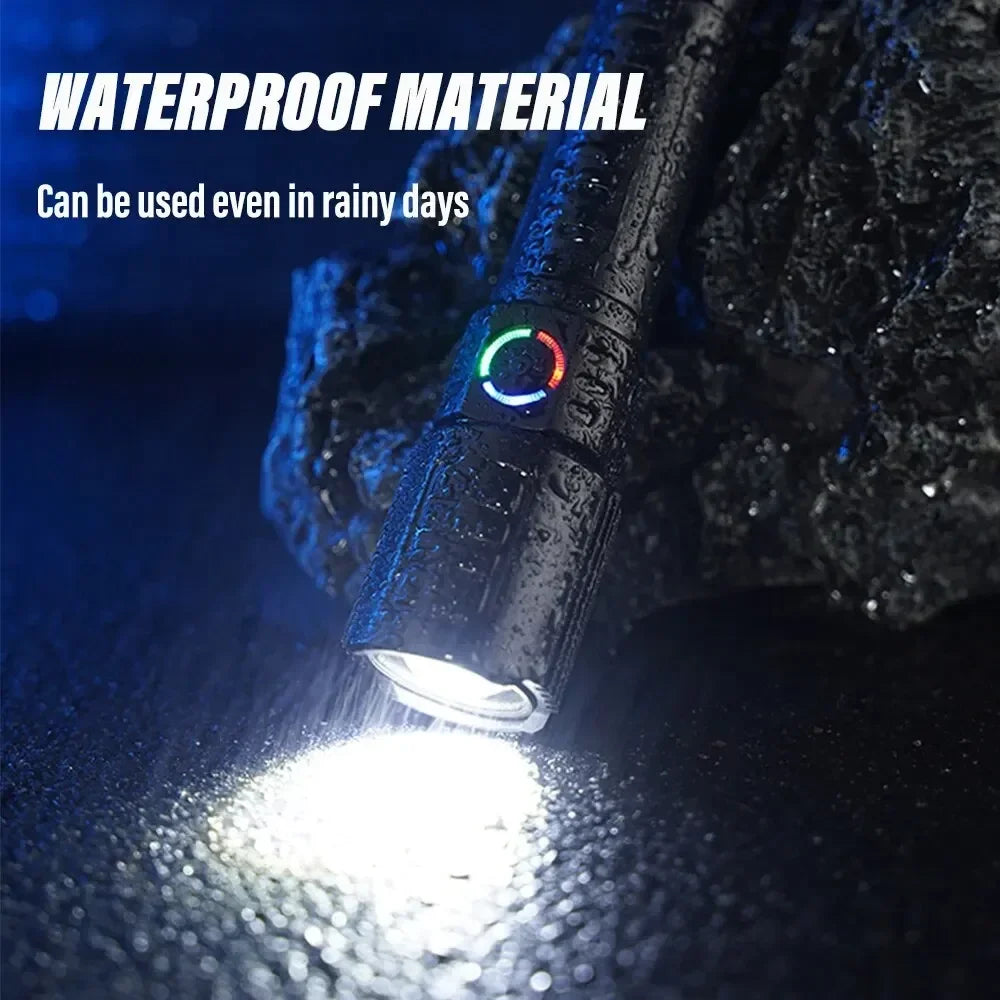 Super Bright LED Flashlight with P50 Beads | Zoomable Rechargeable Torch additional angle