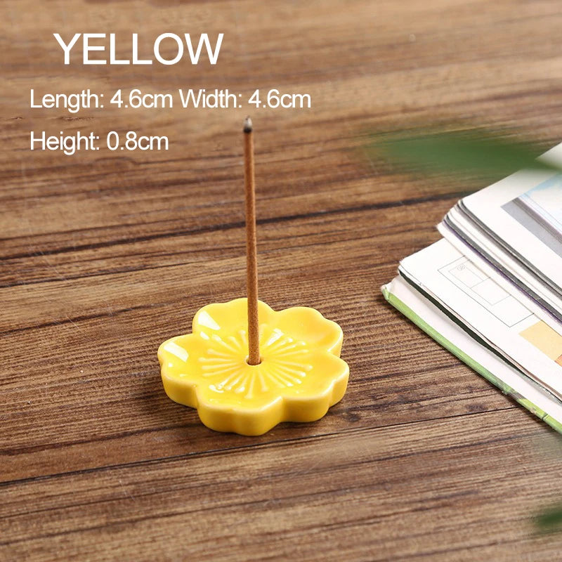 Ceramic Cherry Blossom Incense Holder | Aromatherapy Burner for Home & Office close-up view
