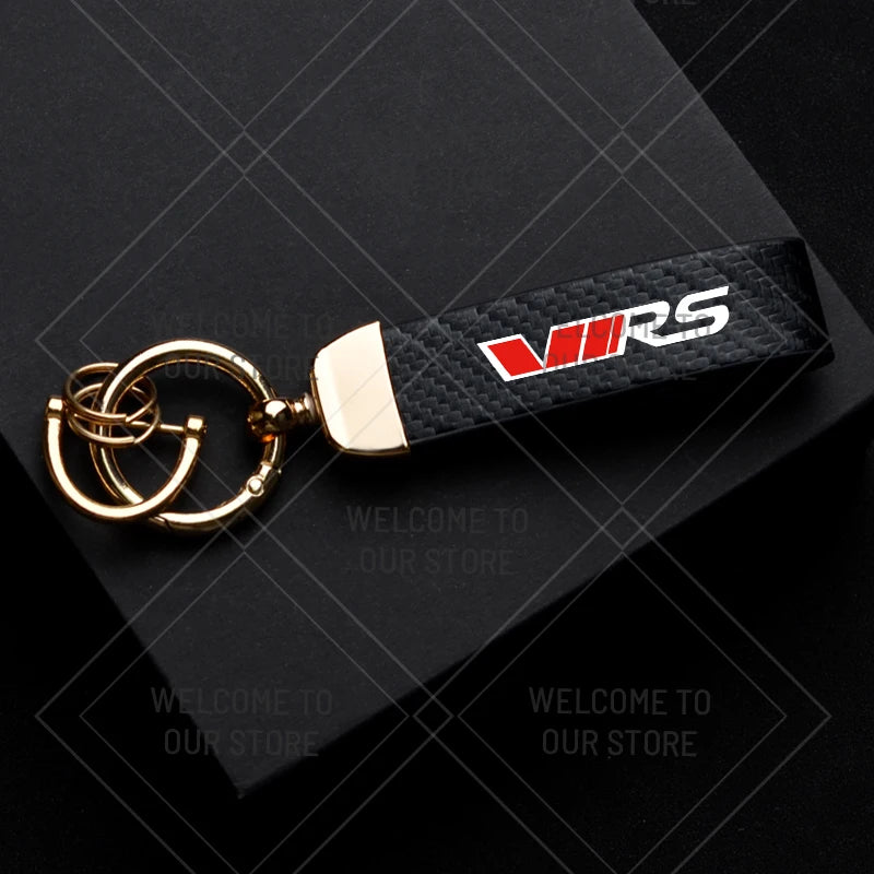 Skoda VRS Carbon Fiber Keychain | Car Emblem Key Ring for Citigo Kodiaq Yeti Rapid Fa lifestyle view