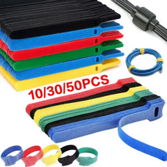 10/30/50pcs Cable Organizer Reusable Hook and Loop Cable Ties Cable Management Cable Winder Tape Pro