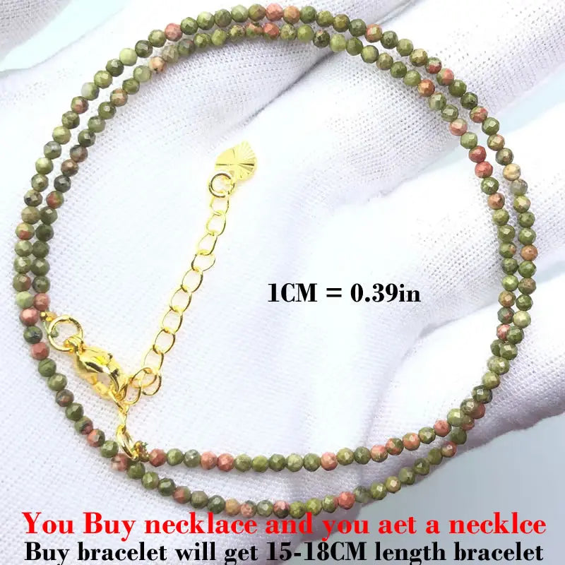 Fashion Faceted 2mm Beads Necklace Mini Natural Stone Amethysts Quartzs Agat Choker additional angle