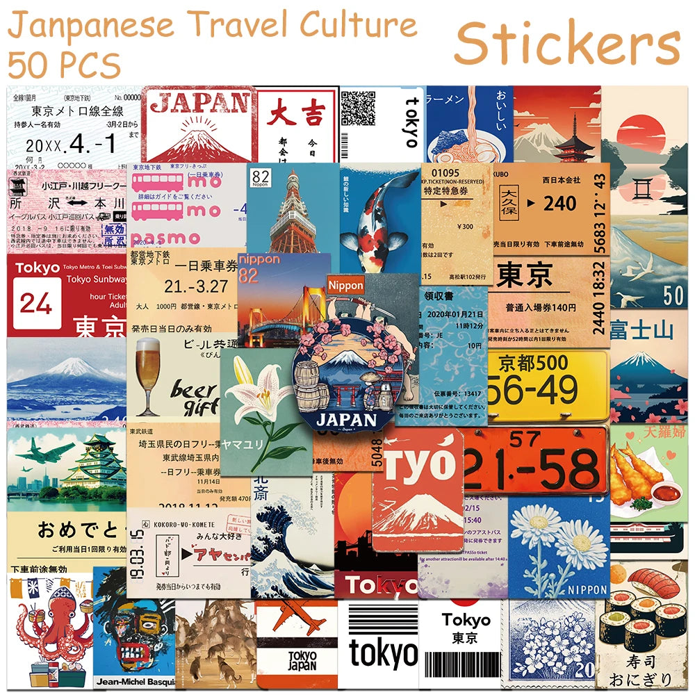 50pcs Japanese Travel Culture Stickers Decals alternate view