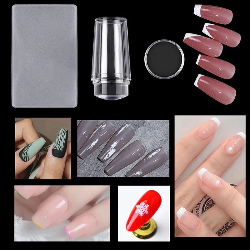 Nails Art Stamping Plates Kit French Manicure Design Plate Stamp Polish Stencil Templ lifestyle view