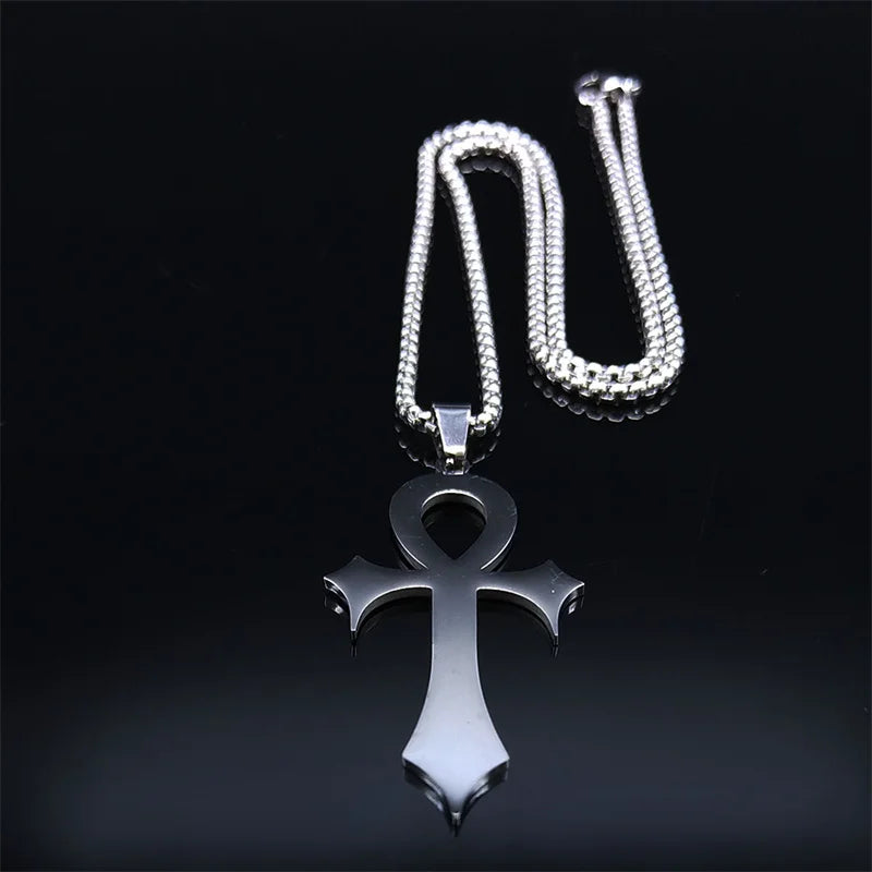 Stainless Steel Ankh Cross Pendant Necklace | Gothic Symbol of Life Jewelry alternate view