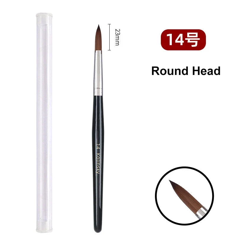 Kolinsky Acrylic Nail Art Brush Wood Handle Nail Art Mink Brush Gel Builder Nail To additional angle