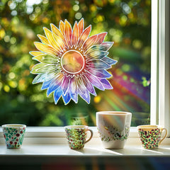 Sunflower Window Decals | Rainbow Maker Self-Adhesive Wall Stickers close-up view